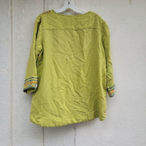 Caleesa Floral Embroidered Top Grn Wmns Sz M Boho Artsy - Picture 4 of 6